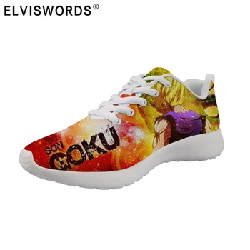 

ELVISWORDS Casual Shoes Men Dragon Ball Z Sneakers Anime Super Print Summer Boy Mesh Shoes Saiyan Son Goku Flats Mens Trainers