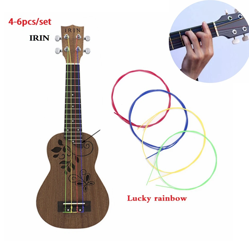 Ukulele Strings Acoustic Ukulele Strings 4pcs/Set Colorful Nylon Strings Replacement Part Accessory for Ukelele by RiToEasysports 