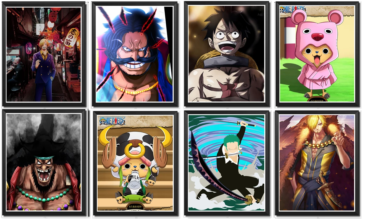 One Piece Character Anime Poster Luffy Roger Sanji Chooper Original Anime Canvas Wall Art 8 X 10 Inches No Frame 8pcs Painting Calligraphy Aliexpress
