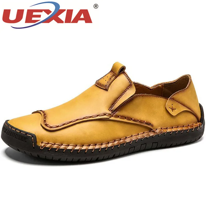 

UEXIA Brand 2019 Outdoor Men Shoes Luxury Men Leather Handmade Casual Men Shoes Male Leather Slip On Footwear Loafers Size 48