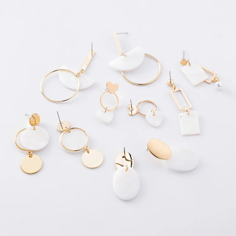 Новинка 2019 модные висячие серьги геометрические овальные сердца квадратные
