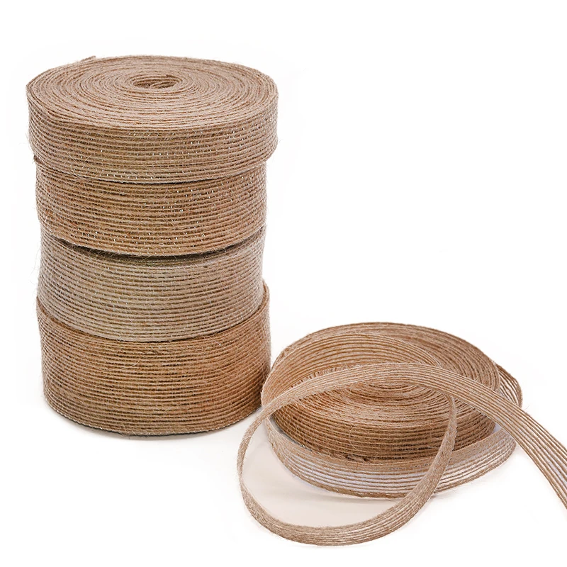 10M/roll 15-38mm Natural Jute Burlap Ribbon Hemp Ribbon Material Wedding Party Home DIY Gift Box Wrapping Belt Decoration Crafts