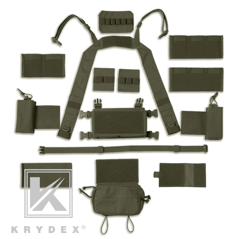 KRYDEX MK3 Tactical Classis Chest Rig For Spiritus Airsoft Hunting Mini Ranger Military Carrier Vest w/ Magazine Pouch RG Color