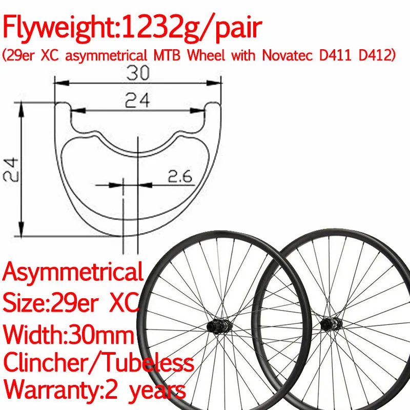 Flyweight XC ширина 30 мм 29er углеродный велосипед колеса XD XX1 Асимметричная бескамерная 6 Болт прямой вытянутый диск колесная 12*100 12*142