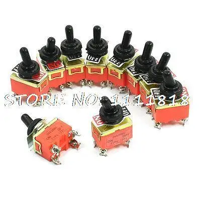 

10 Pcs 250V 25A DPST Latching Rocker Type 2 Position Toggle Switch w Cover
