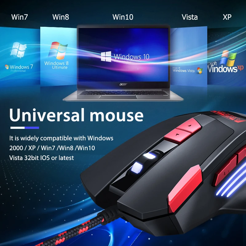 VicTsing, Проводная игровая мышь 3200 dpi, 8 кнопок, RGB светильник, мышь, программирование макросъемки, геймер, для настольного компьютера, ноутбука, ПК, игровой микрофон