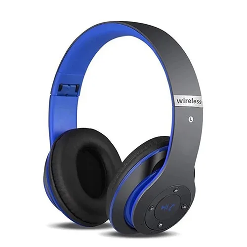 Беспроводные наушники Bluetooth гарнитура Складные стерео наушники Игровые наушники с микрофоном Поддержка TF карты для мобильного телефона ПК - Цвет: Синий