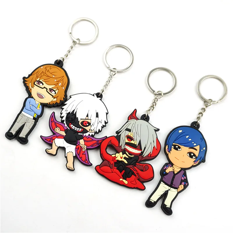 Anime Tokyo Ghoul Keychain Key Ring PVC Key Chains Kaneki Ken Izumi