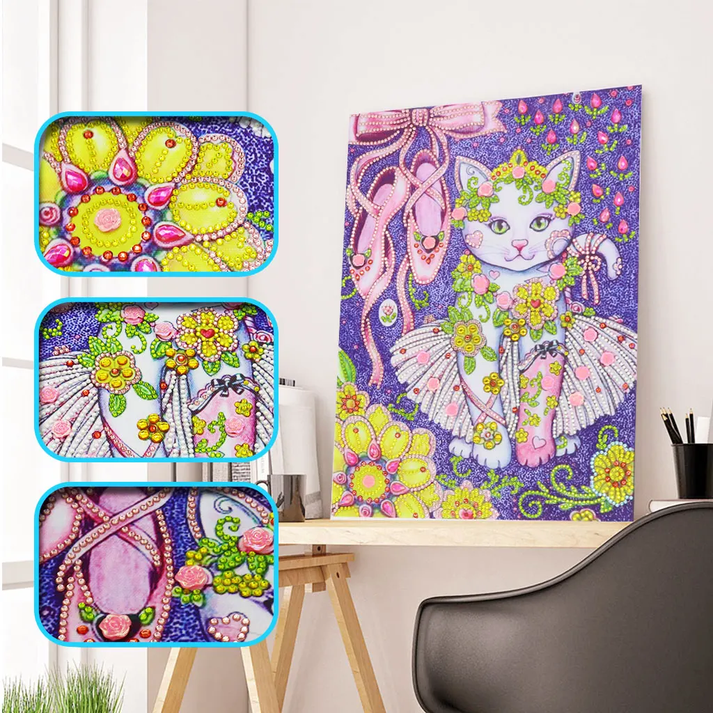 5D DIY Алмазная картина специальная форма животное кошка рукодельные изделия кустарный промысел изображение страз детская Алмазная вышивка подарок