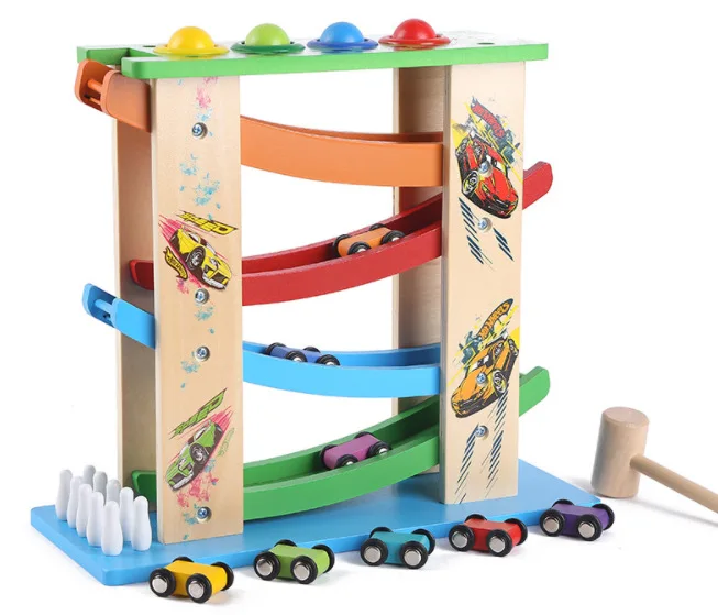 

Wooden Camera Track hua xiang che Rapid Coaster Parent And Child Early Learning Toy Knock the Ball Camera Track hua xiang che