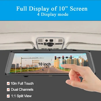 

Hot Full HD 1080P Car Video Camera DVR 10 inch Driving Recorder Rearview Mirror Waterproof Night Vision Front and Rearview Camer