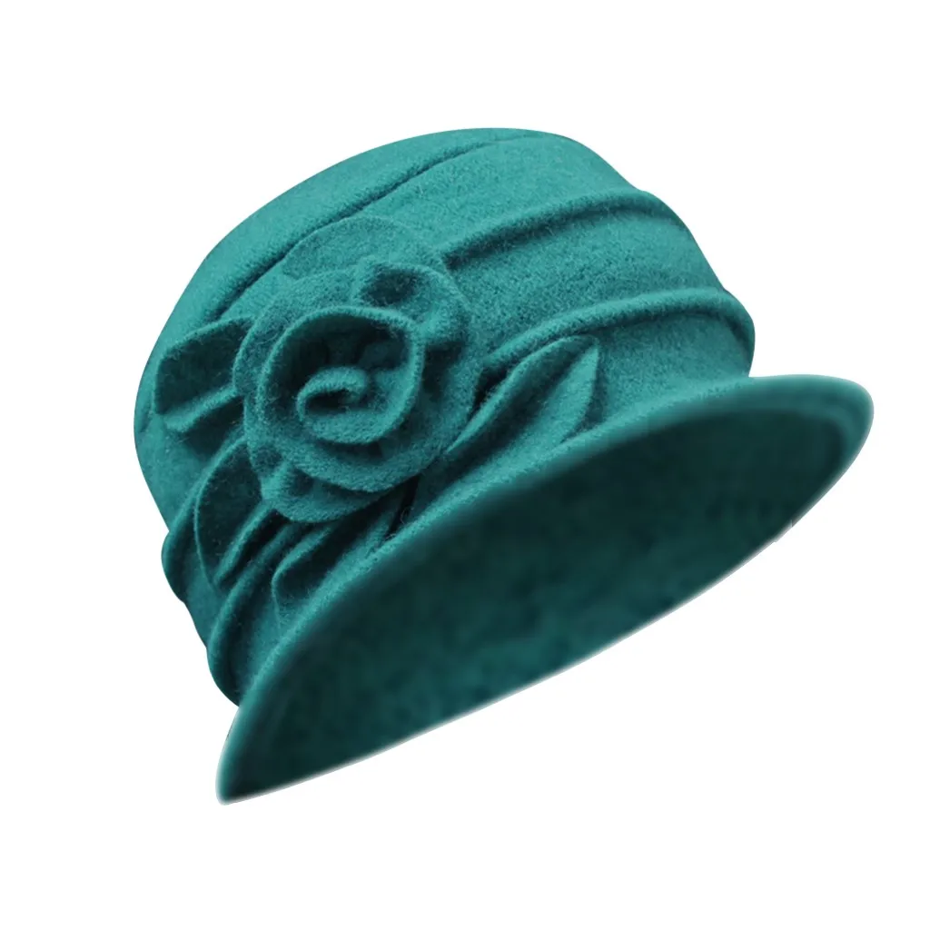 Fedoras, женская элегантная шерстяная шляпа с цветком, зимние, вечерние, винтажные, Свадебные шляпы, женская шапка-ведро, viseira transparentec