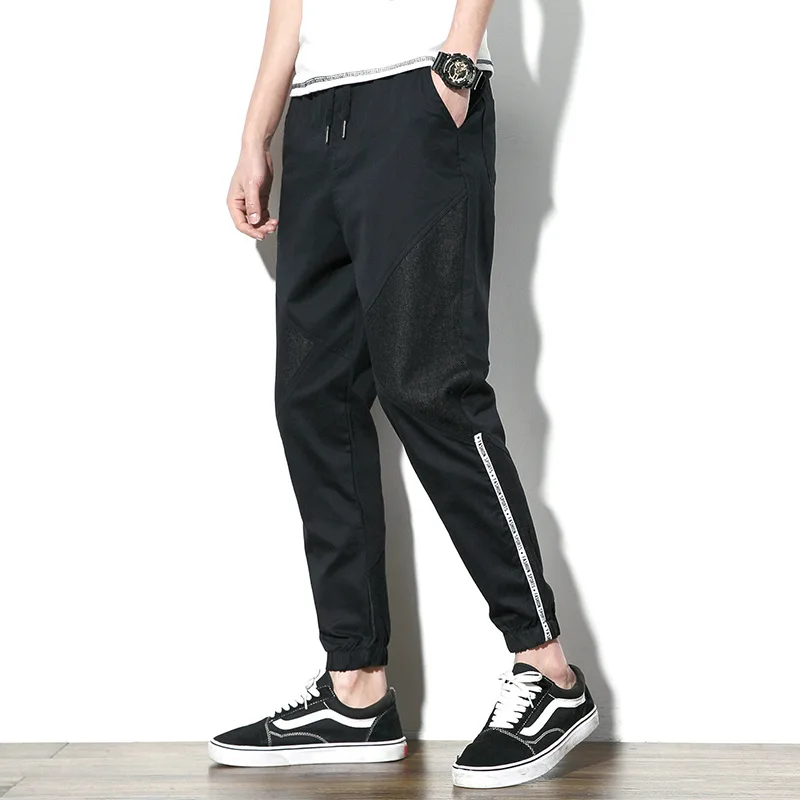 

2020 Spring Main Push Large Size Japanese-style White Walls Cowboy Patchwork Webbing Casual Pants Hk40 M-5