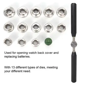 

Professional Stainless Steel Watch Repair Kit Watch Repair Back Case Opener Battery Replace Watchmaker Tools with 13 Dies