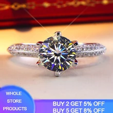 95% Korting! Met Certificaat Bruid Bruiloft Ring Originele 925 Sterling Zilveren Ringen Voor Vrouwen 2ct Moissanite Ring Gift Sieraden HR279(China)