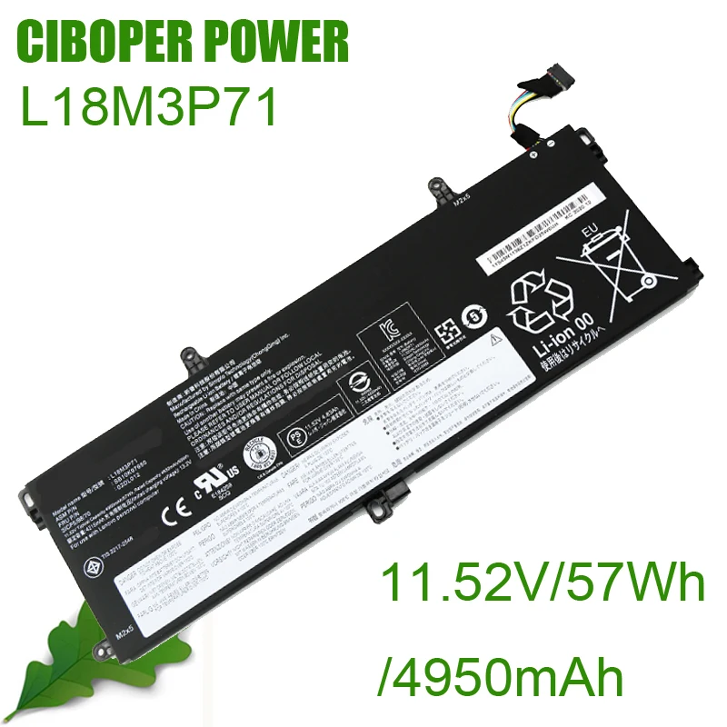 

CP Genuine Laptop Battery L18M3P71 11.52V/57Wh/4950mAh L18S3P71 L18L3P71 For P53S-20N6000AG T590 SB10K97649 SB10K97650 02DL012