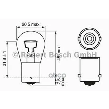 Комплект Ламп Накаливания Блистер 2шт P21w 12v 21w Ba15s Pure Light(Стандартные Характеристики) Bosch арт. 1987301017