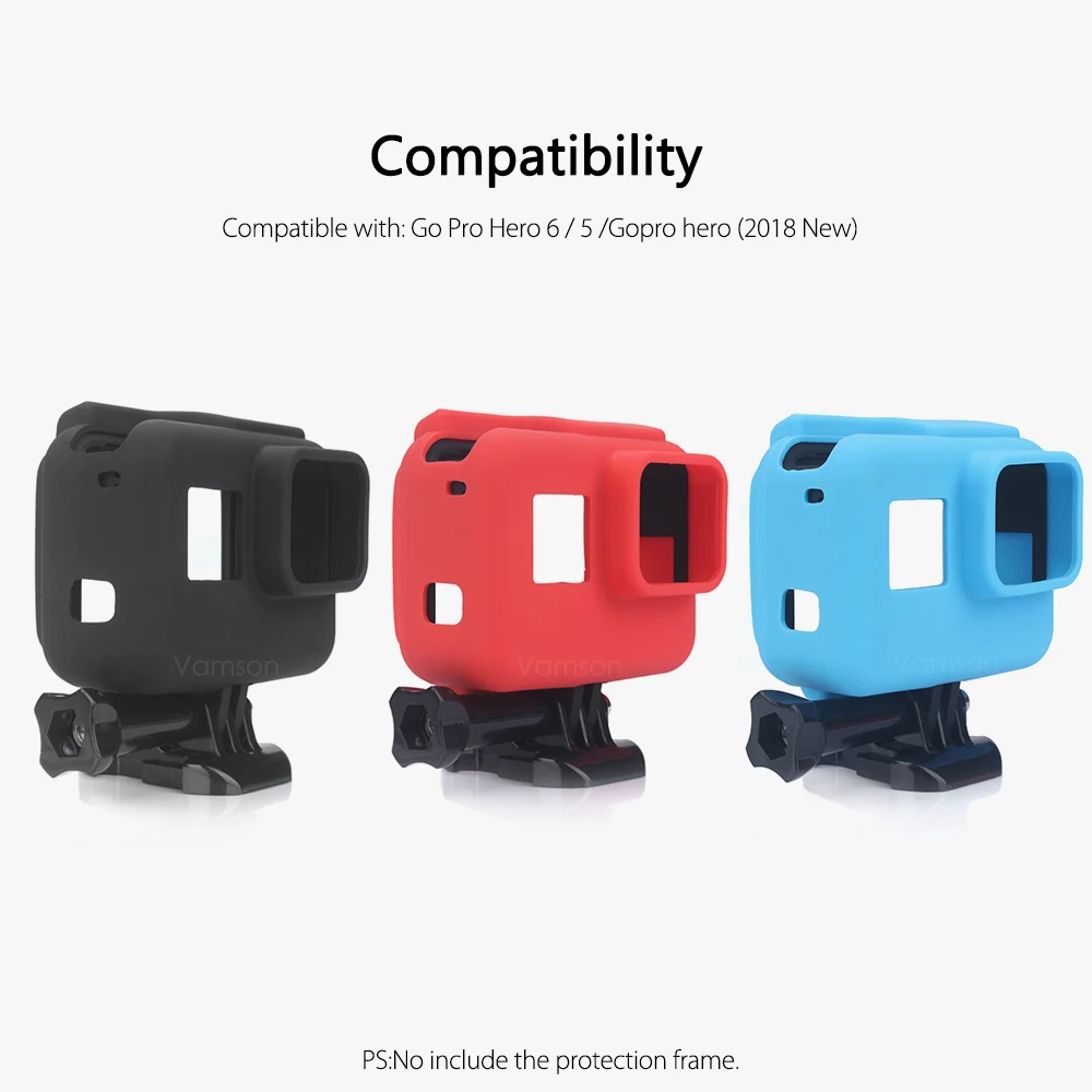 Vamson силиконовый чехол для камеры защитный чехол для Gopro Hero7 6 5 черный 7 серебристый/белый для Go pro стандартная рамка VP637