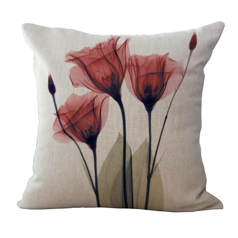 Colorful Plant Cushion Flowers Throw Pillowcase for Sofa Living Room Decorative Pillow Linen