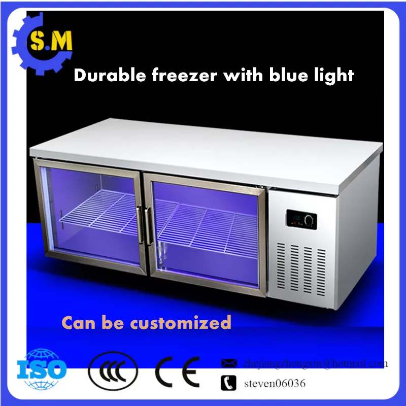 

Blu-ray table, refrigerated frozen glass freezer, commercial refrigerator fresh cabinet, kitchen flat cold console