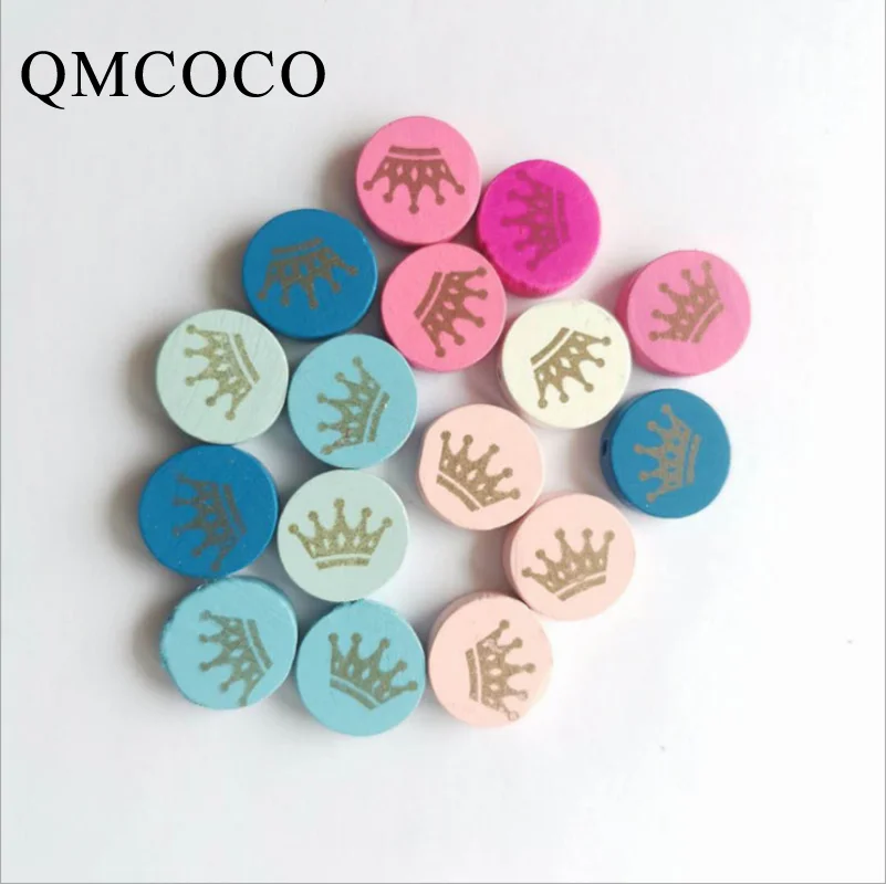 50Pcs Various Colored Round Wooden Beads Engraved With Crown Pattern DIY Crafts Jewelry Home Decorations Baby Toys Accessories 840pcs sticky index tabs writable colored flat arrow page markers flags for files notes books classification home office school