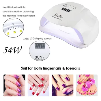 

SUN X 54W UV LED Nail Lamp Dryer Auto Sensing Manicure Gel Nail Dryer Drying Nail Polish Lamp EU Plug Auto Sensor Time Display