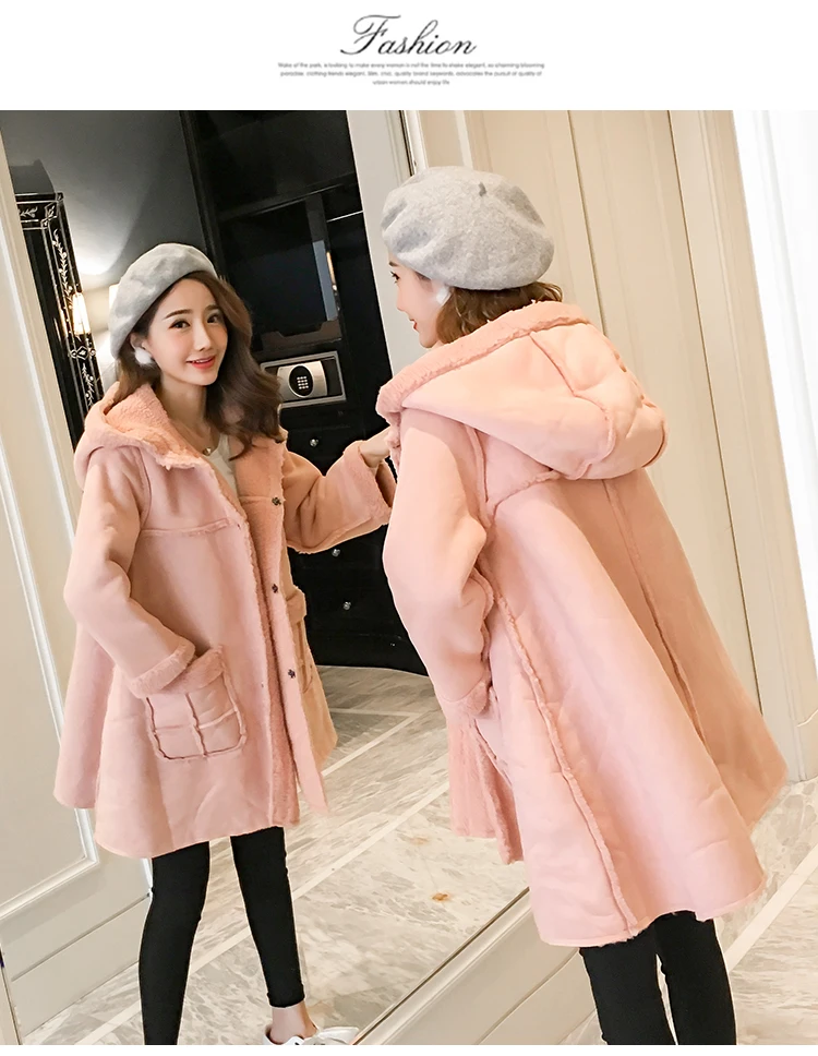 Женское пальто женские куртки для беременных зима корейский модный толстый свободный жакет с капюшоном Одежда для беременных