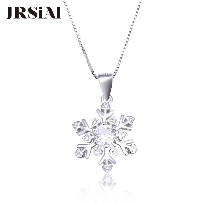 

JRSIAL Snowflake Shape Silver Pendant 925 Sterling Silver Fine Jewelry Zircon Pendant for Woman Fashion Necklace Pendant Jewelry