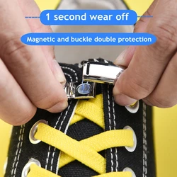 1pair Elastic Magnetic 1second Locking Shoelaces Creative Quick No Tie Shoe Laces Kids Adult Unisex Shoelace Sneakers