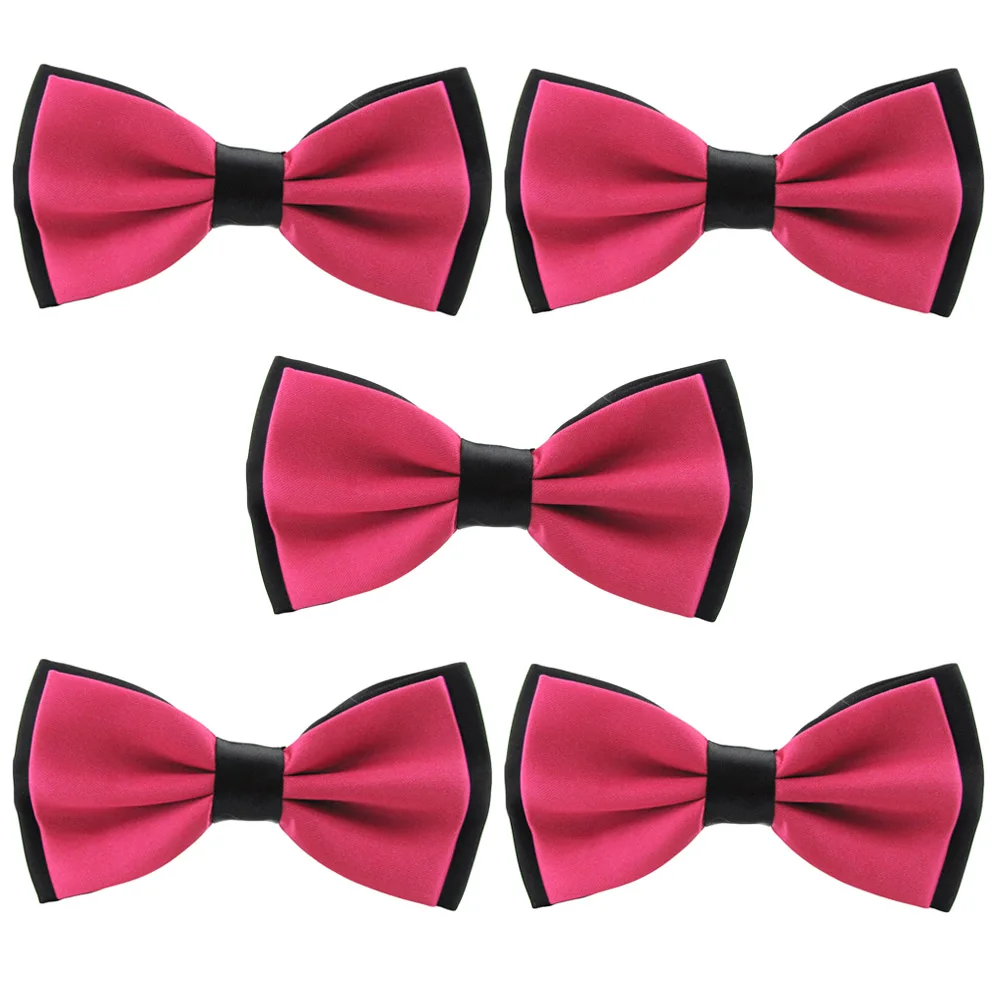 Hot Pink-5 PCS 5 пачек мужской галстук-бабочка атласный деловой Свадебный регулируемый галстук-бабочка - Цвет: Hot Pink-5 PCS