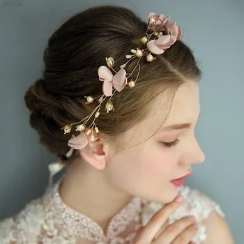 

Women 2019 Handmade Golden Headpiece For Women Prom Floral Bridal Hair Wreath Wedding Headband Tiara Accessories