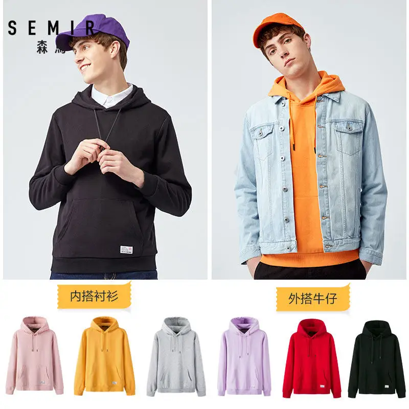 SEMIR теплая толстовка с капюшоном для мужчин, пуловер с капюшоном, Спортивная толстовка с карманом-кенгуру и капюшоном на завязках для осени