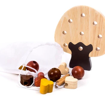 

Wood Threading Beads Toys Geometry Forest Stringing Beads Game Educational Toy for Kids Beaded Blocks For Boys Girls Products