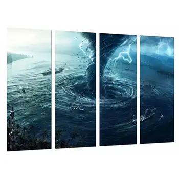 

Landscape Storm Tornado in the Sea, Tempest, photo print on wood, modern picture decorative 26869