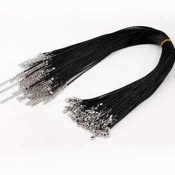 

10 Pcs/lot Real Handmade Leather Adjustable Braided Rope Necklaces & Pendant Charms Findings Lobster Clasp String Cord 2 mm