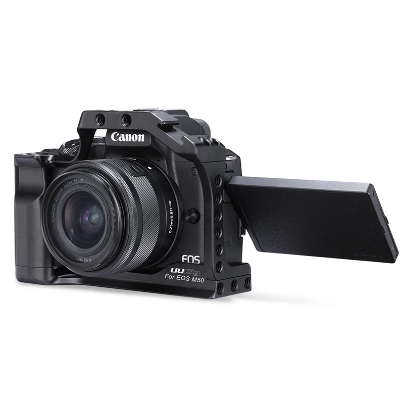 C-M50 Vlogging чехол, металлическая клетка для камеры с кроликом для Canon M50 DSLR Cam, клетка для собак, рамка для холодного горячего башмака для микрофона, цифровой монитор