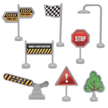 

Duplo City Set Accessories Traffic Signs Blocks DPJ360 Toy For Children Toys Hobbies 8PCS Model Building Citys Duploed Kids Gift