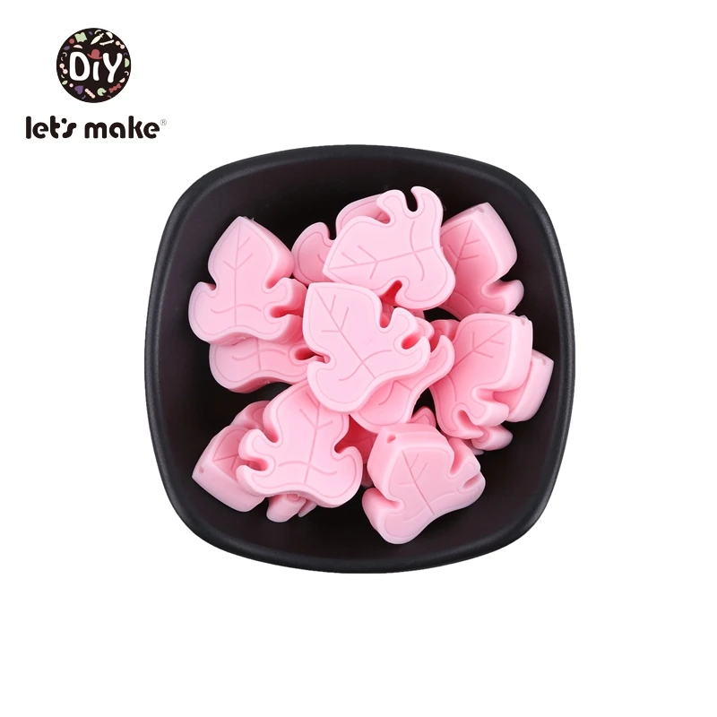 leaves candy pink Let's Make 5 шт Силиконовые Бусины без бисероплетения BPA пищевая бусина для прорезывания зубов DIY пустышка Каин кактус, лист Uicorn Baby Teether аксессуары - Цвет: leaves candy pink