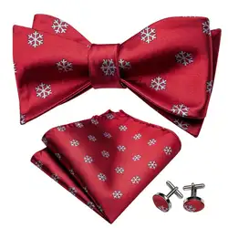 Мужской Красный галстук на Рождество, самозавязывающийся бант, белый, снежный, Цветочный, галстук-бабочка, набор, регулируемый для