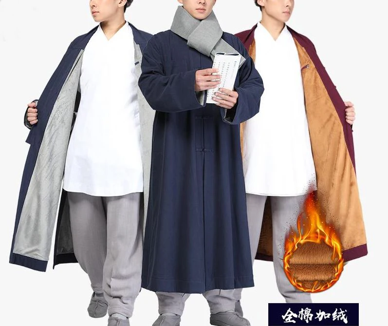Зимняя теплая женская одежда унисекс Будда модель shaolin monk kung fu костюмы Длинный