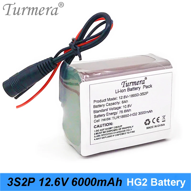

3S2P Lithium Battery Pack 3S 12.6V 10.8V 6000mAh 18650 HG2 3000mAh 30A Battery Cell with 40A BMS for Screwdriver Battery Turmera