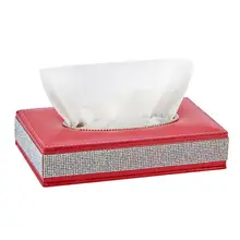 Домашний держатель для салфеток, бумажная коробка автомобильная, из искуственной кожи, украшенная стразами, подходит для BMW Toyota HONDA mazda Ford Audi Passat