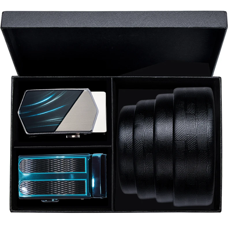 0070-2085-EA Hi-Tie, новинка, модный мужской ремень с автоматической пряжкой, деловой кожаный ремень, мужские черные, золотые, серебряные пряжки, Мужские поясные ремни - Цвет: 0070-2085-EA