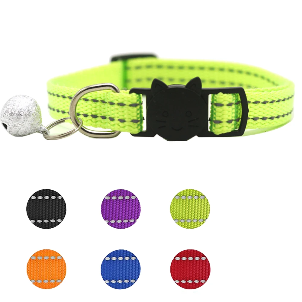 

6 PCS Safety Cat Reflective Collars Breakaway with Bell Nylon Colorful Adjustable for Kitty Small Pet Dog Puppies