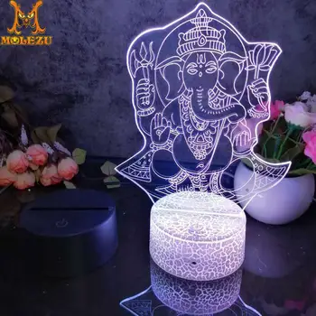 

Molezu Halloween Buddhism4 Pattern 3D Led Night Light Decoration Children Kids Gifts 7 Color Changing Visual Table Lamp
