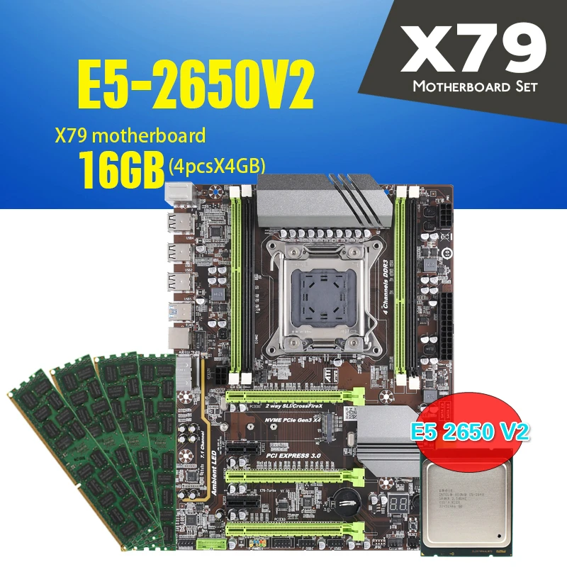 Kllisre X79 материнская плата с Xeon E5 2650 V2 4x4 ГБ = 16 Гб 1333 МГц DDR3 память ECC REG ATX USB3.0 SATA3 PCI E NVME M.2 SSD|Материнские платы| | АлиЭкспресс