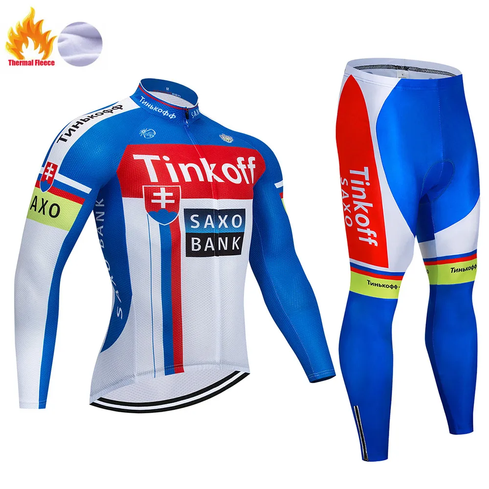 Cycling Jersey Tinkoff winter thermal fleece trousers BiB set MTB bicycle maillot ropa ciclismo hombre mountain bike
