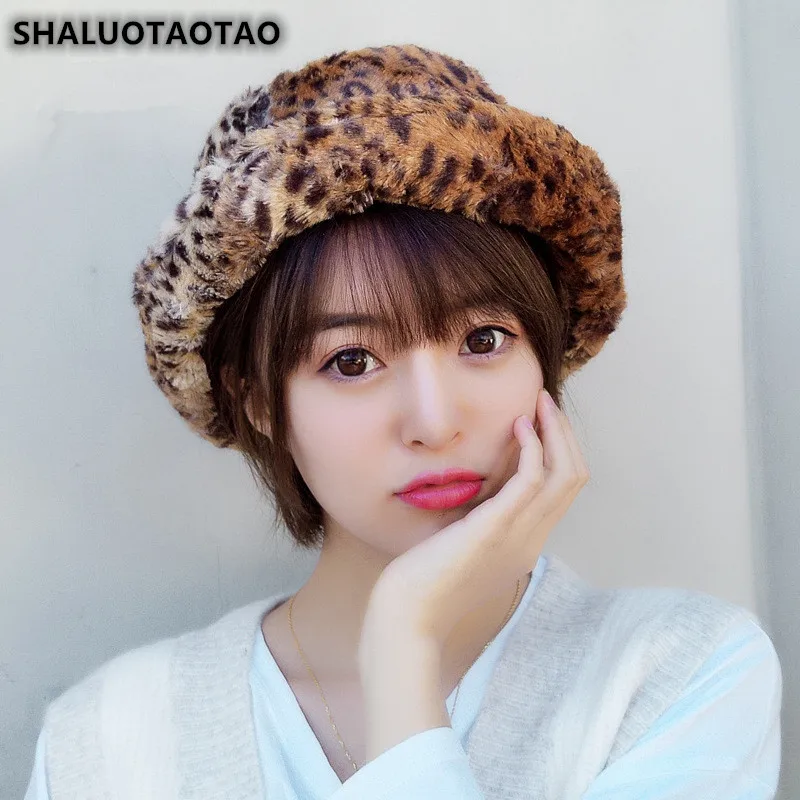 

SHALUOTAOTAO Panama Ladies Cap Winter New Thicken Thermal Bucket Hat For Women Fashion Leopard Personality Hip-hop Caps Gorras