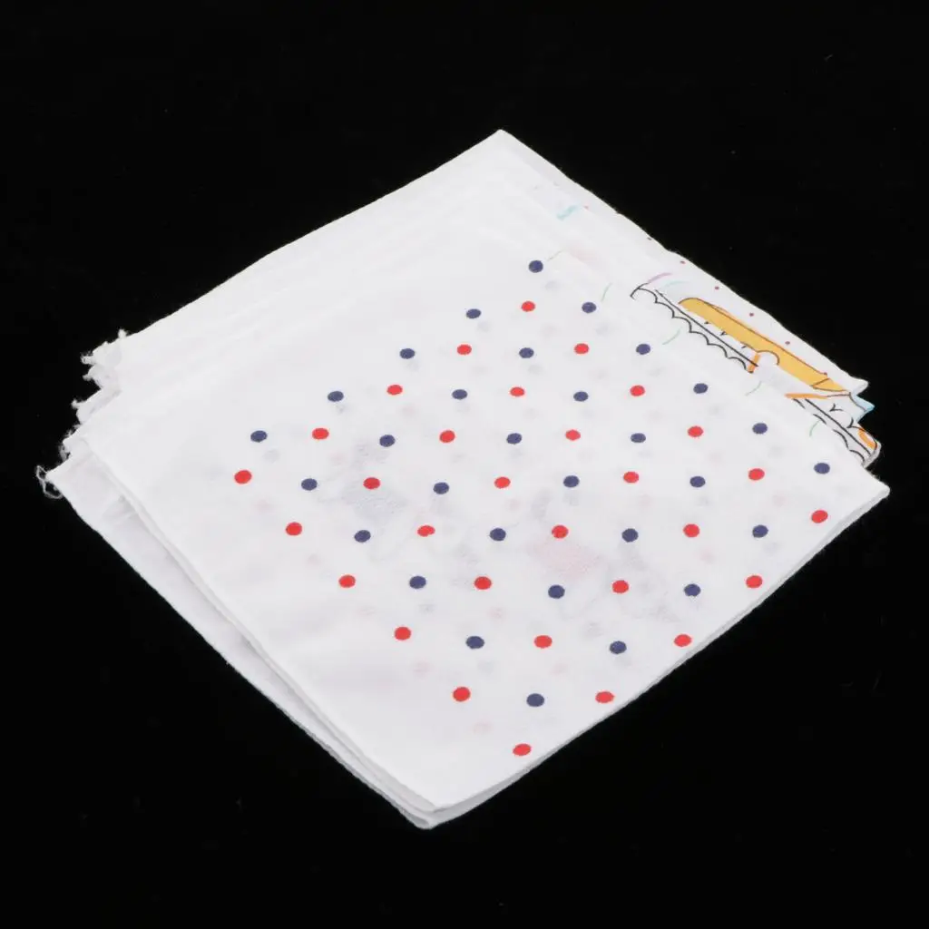 5pc Kids Cute Cartoon Handkerchiefs Baby Boys Hanky Soft Kerchiefs Cotton Hankie White Point Wipe Handkerchiefs Bear 35x35cm 