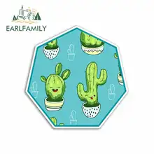 EARLFAMILY 13cm x 13cm for Cute Cactus Car Stickers Vinyl JDM Waterproof RV VAN Fine Decal Car Accessories Graphics Anime Comic